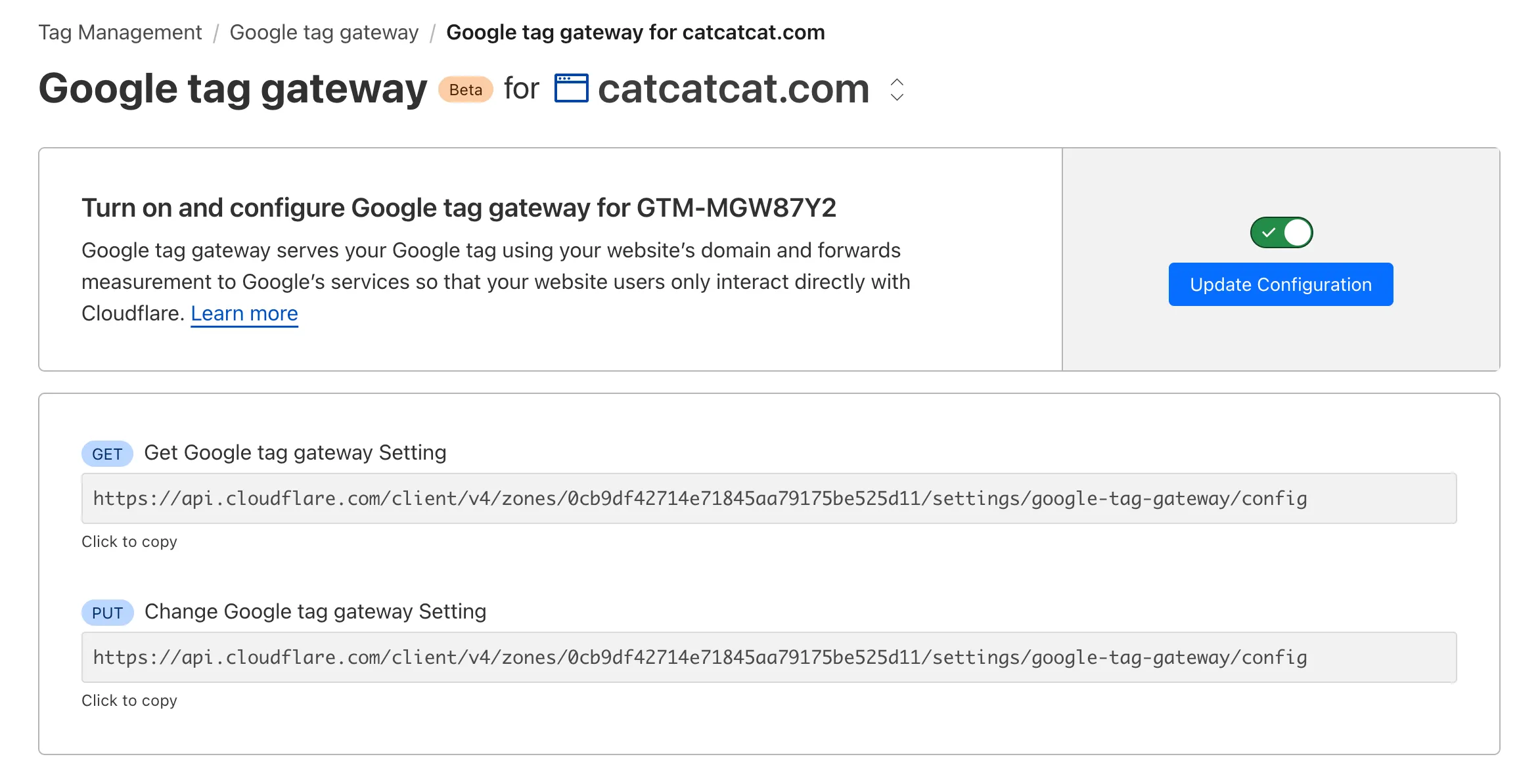Google tag gateway for advertisers configuration